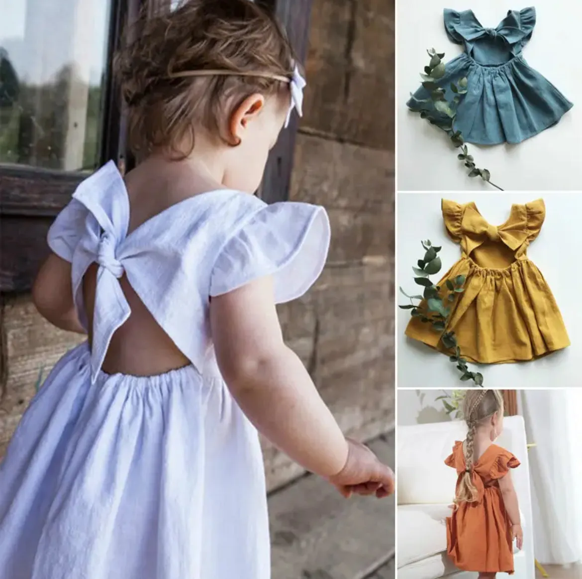 “ Kids Tales” Essentials Girls Dress, Flying Sleeve Ruffles