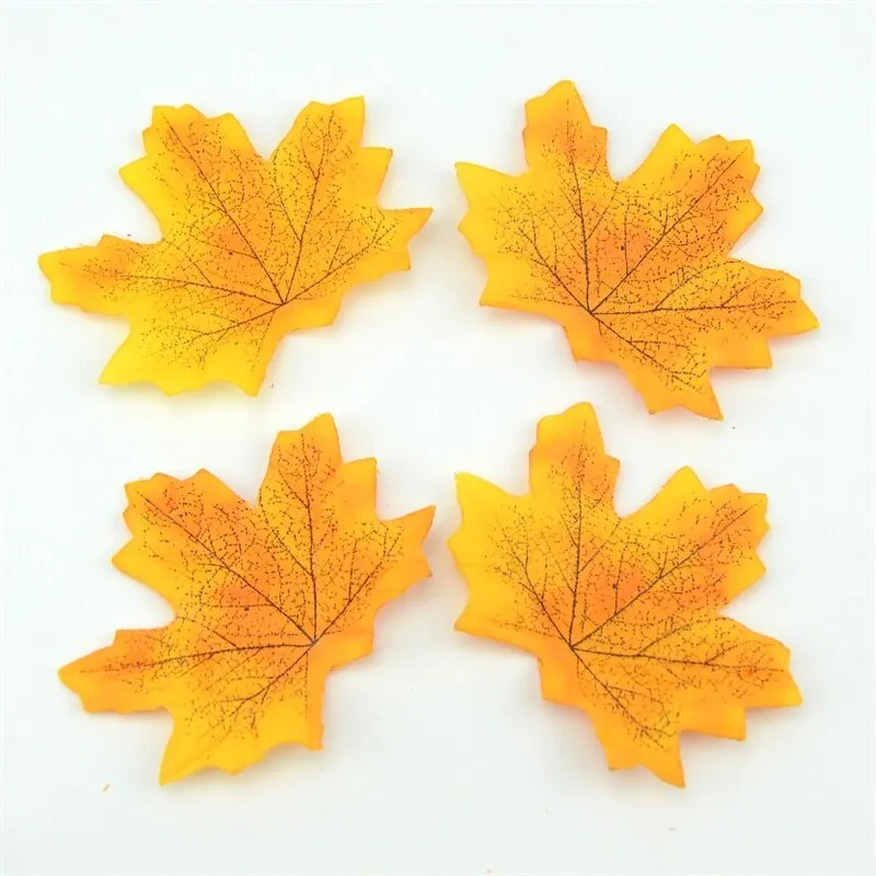 100Pcs Artificial Silk Maple Leaves