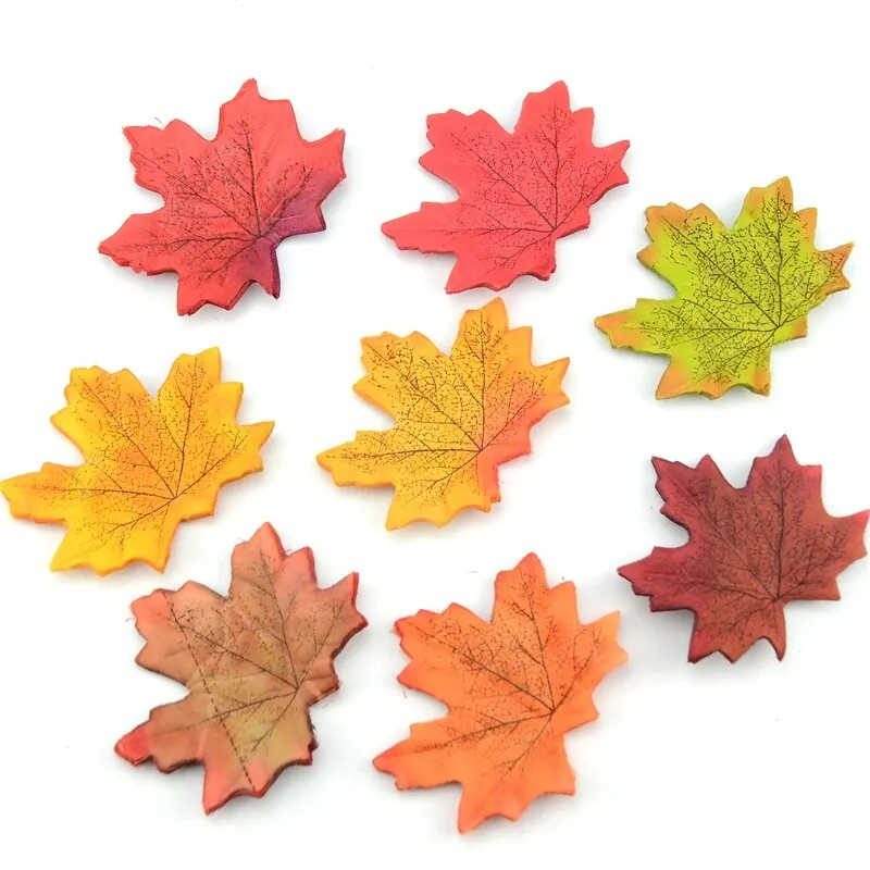 100Pcs Artificial Silk Maple Leaves