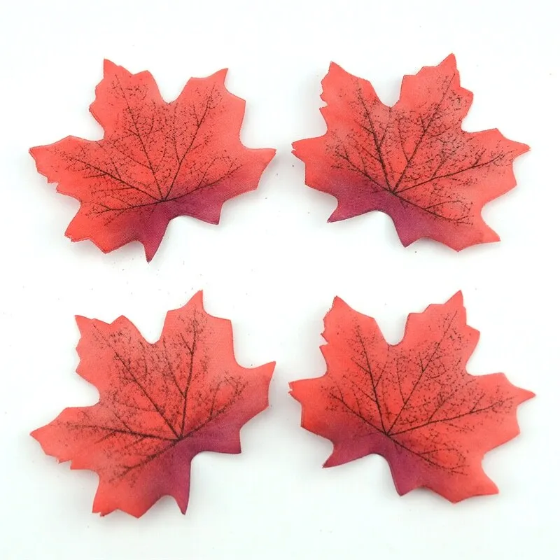 100Pcs Artificial Silk Maple Leaves