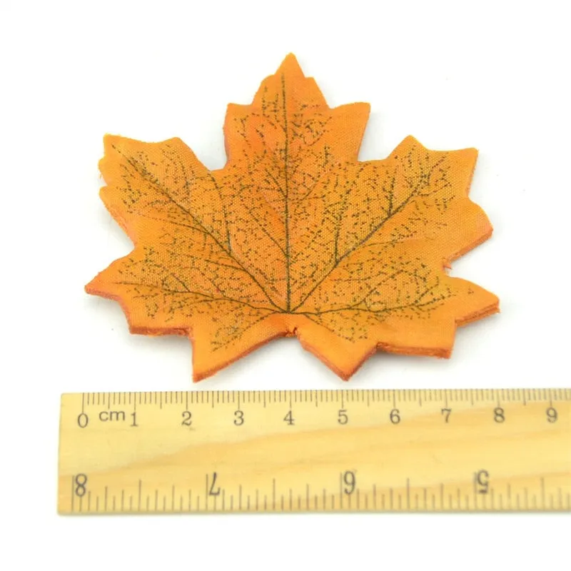 100Pcs Artificial Silk Maple Leaves