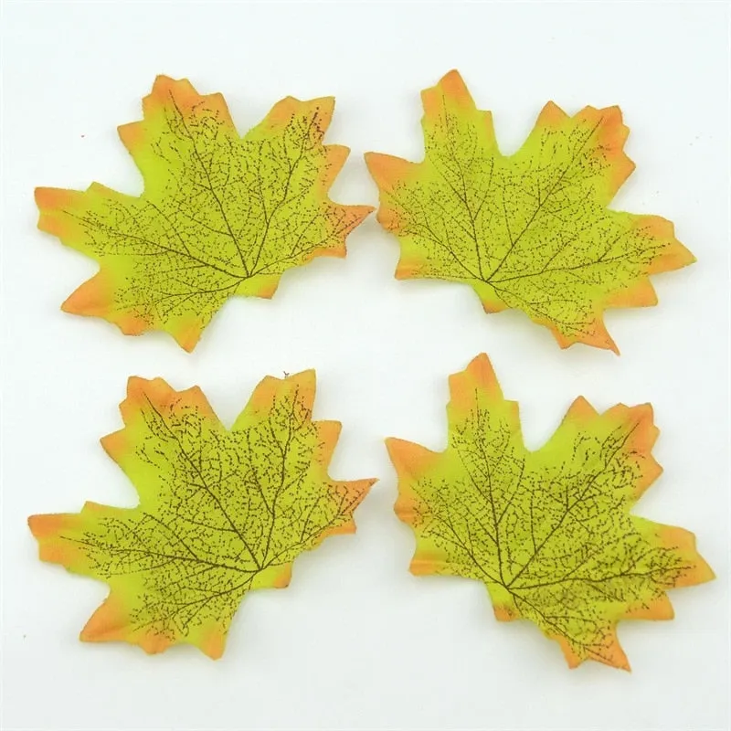 100Pcs Artificial Silk Maple Leaves