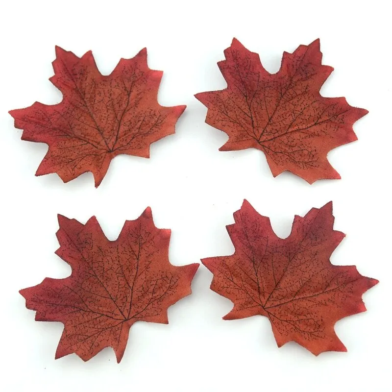 100Pcs Artificial Silk Maple Leaves