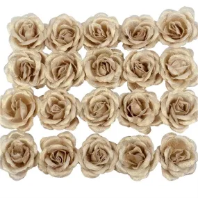 10pcs 4cm Silk Gold Artificial Rose Flower Heads Decorative Flowers for Wedding Home Party Decoration Mini DIY Fake Flower Wall