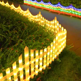 8-Pack Wave-Shaped Solar LED Lighted Garden Fence for Christmas