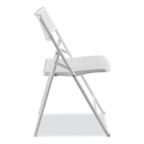 Airflex Series Premium Poly Folding Chair, Supports Up To 1,000 Lb, 17.25 Seat Height, White Seat/back/base, 4/carton