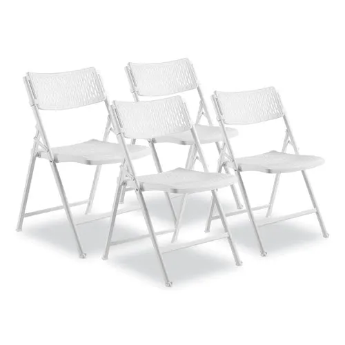 Airflex Series Premium Poly Folding Chair, Supports Up To 1,000 Lb, 17.25 Seat Height, White Seat/back/base, 4/carton