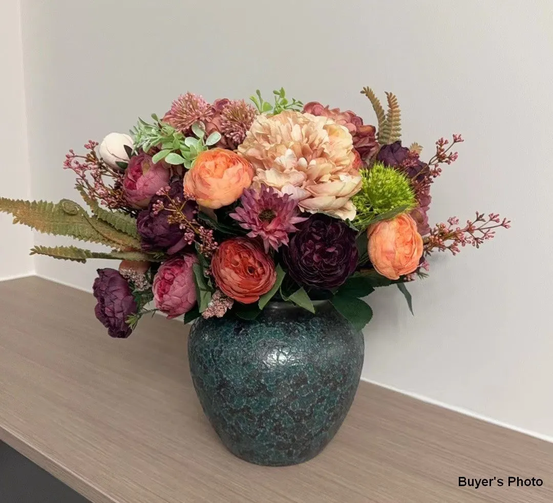 Amazing Artificial Floral Arrangement for Dining Room, Large Bunch of Autumn Flowers Arrangement, Peony Faux Silk Floral Bouquet Table Centerpiece