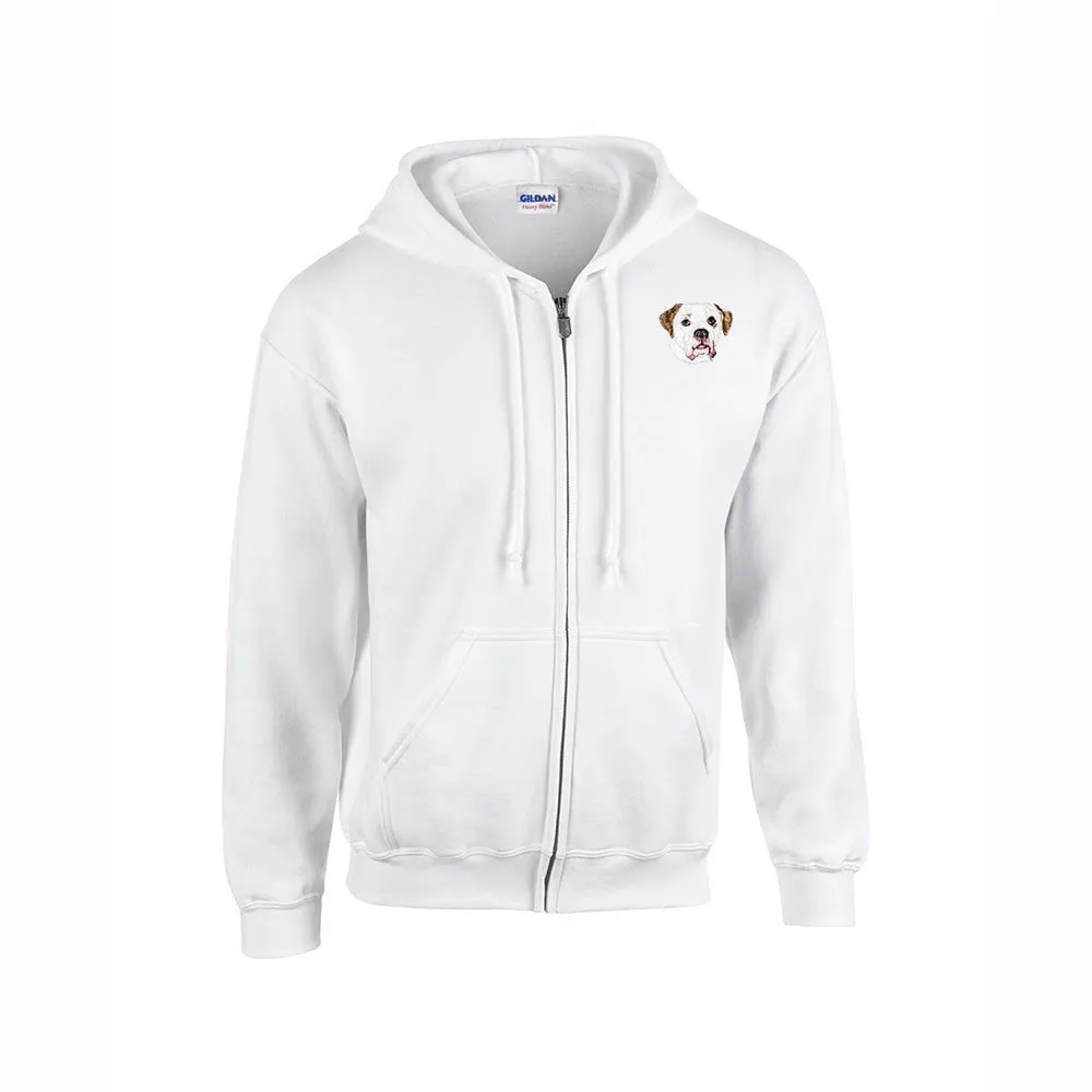 American Bulldog Embroidered Unisex Zipper Hoodie