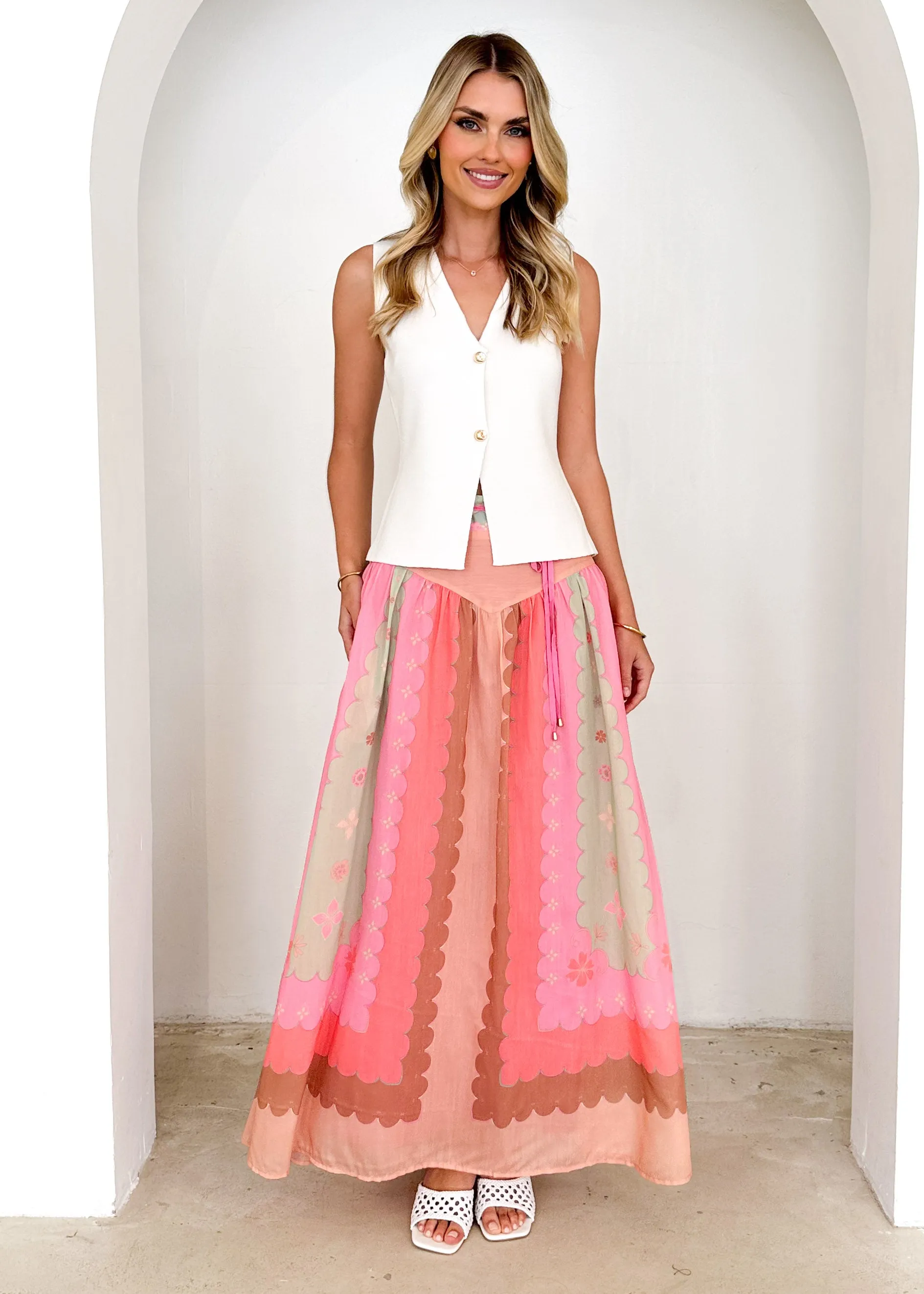 Amity Maxi Skirt - Melon Floral