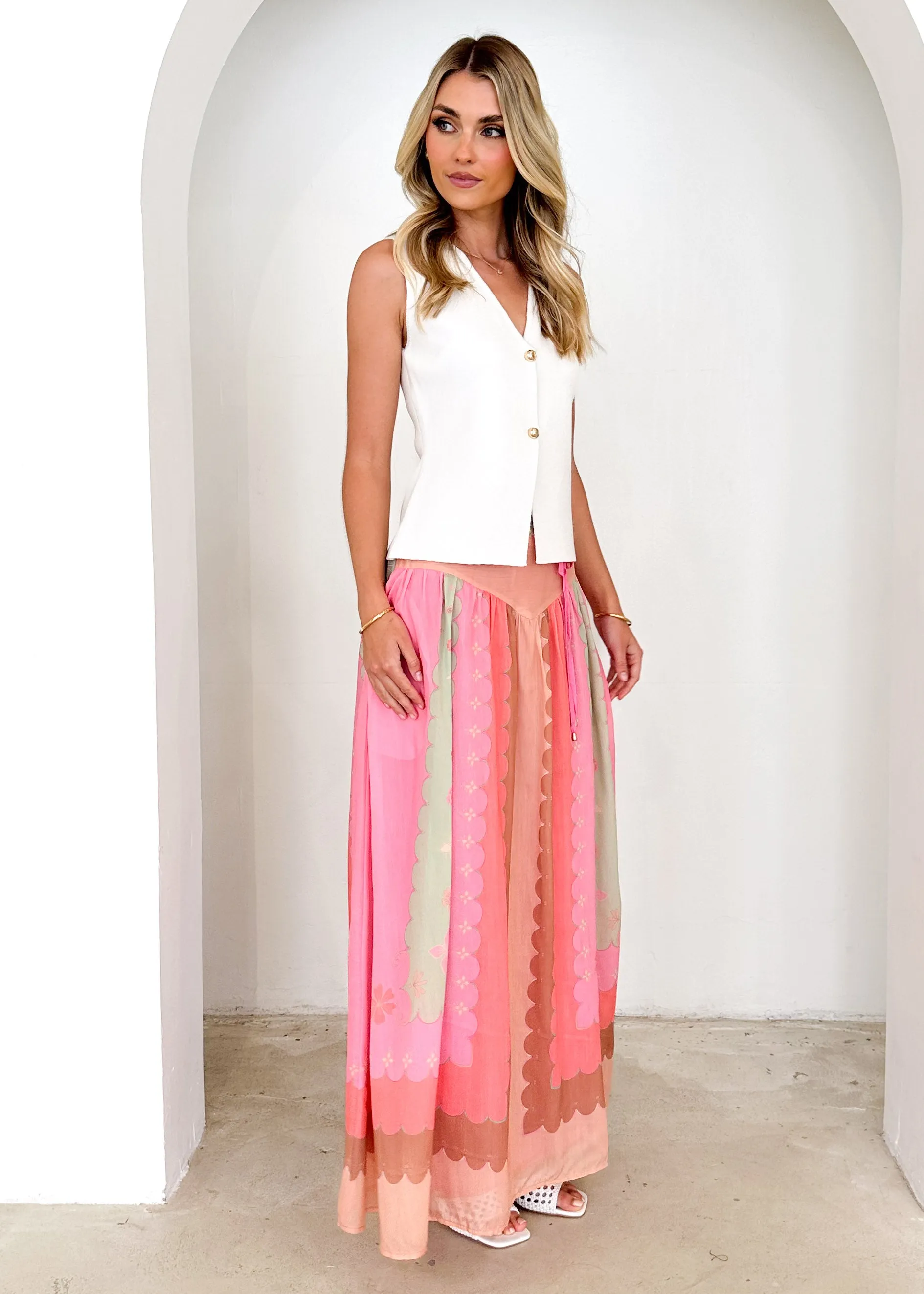 Amity Maxi Skirt - Melon Floral