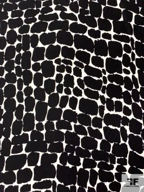 Animal Pattern Inspired Matte-Side Printed Silk Charmeuse - Black / Off-White