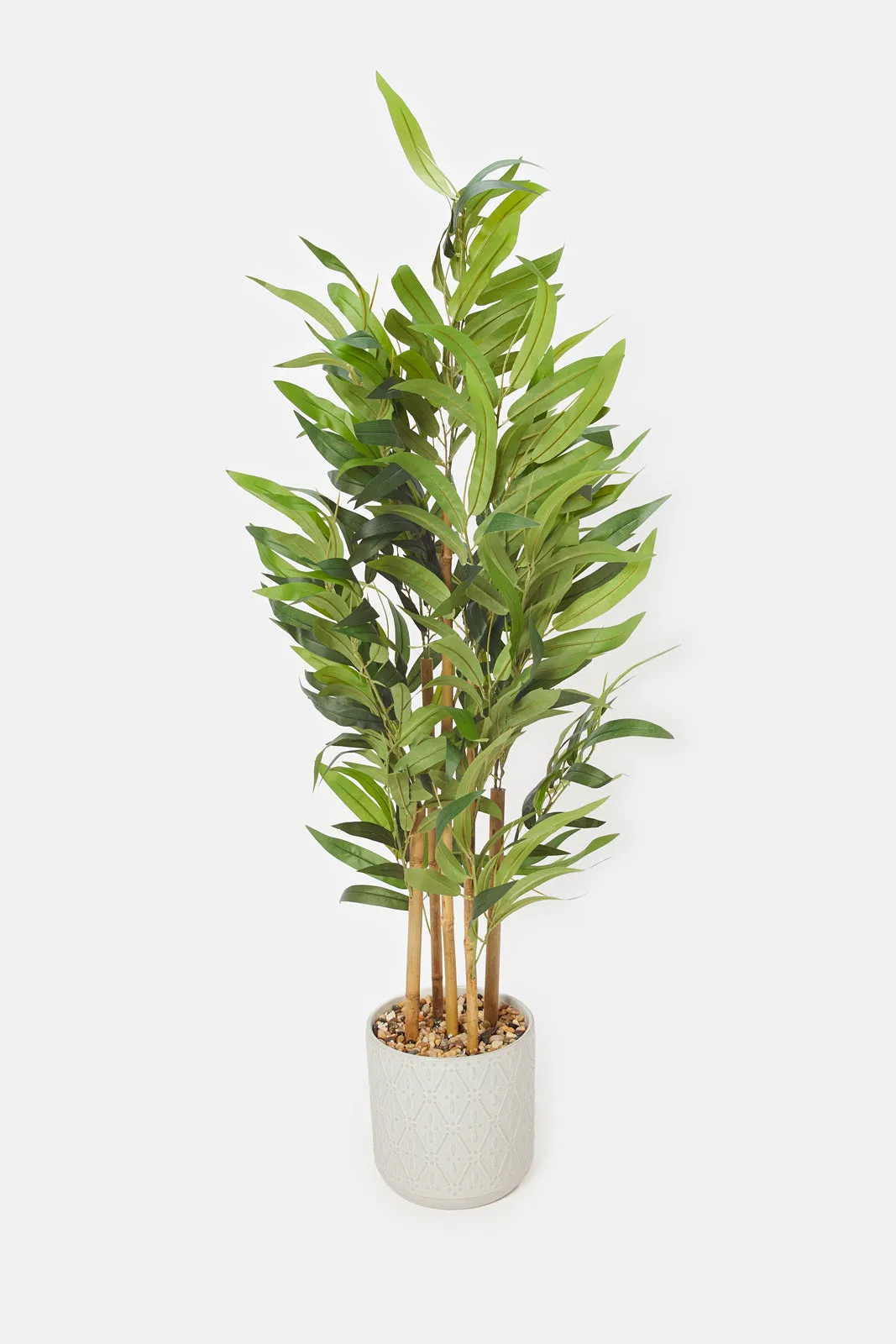 Artificial Green Bamboo Plant In Ceramic Pot