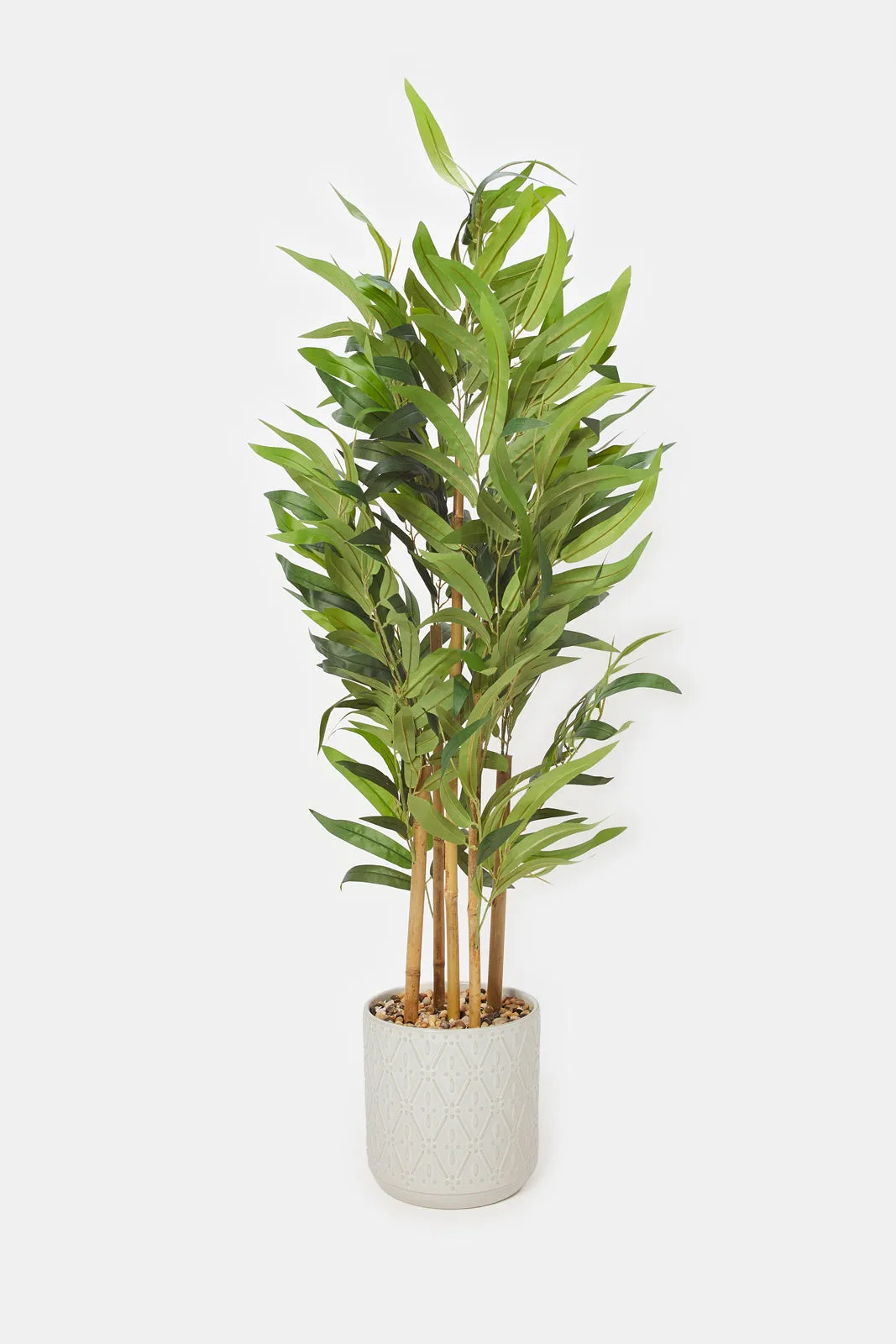 Artificial Green Bamboo Plant In Ceramic Pot