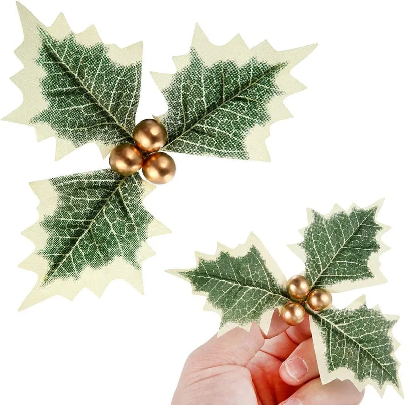 Artificial Holly Berries with Leaves