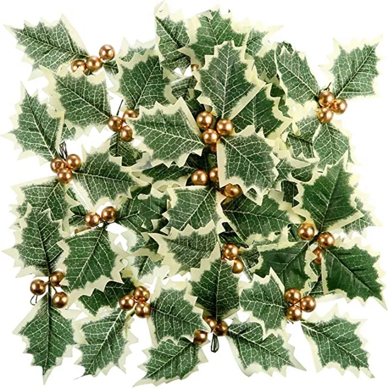 Artificial Holly Berries with Leaves