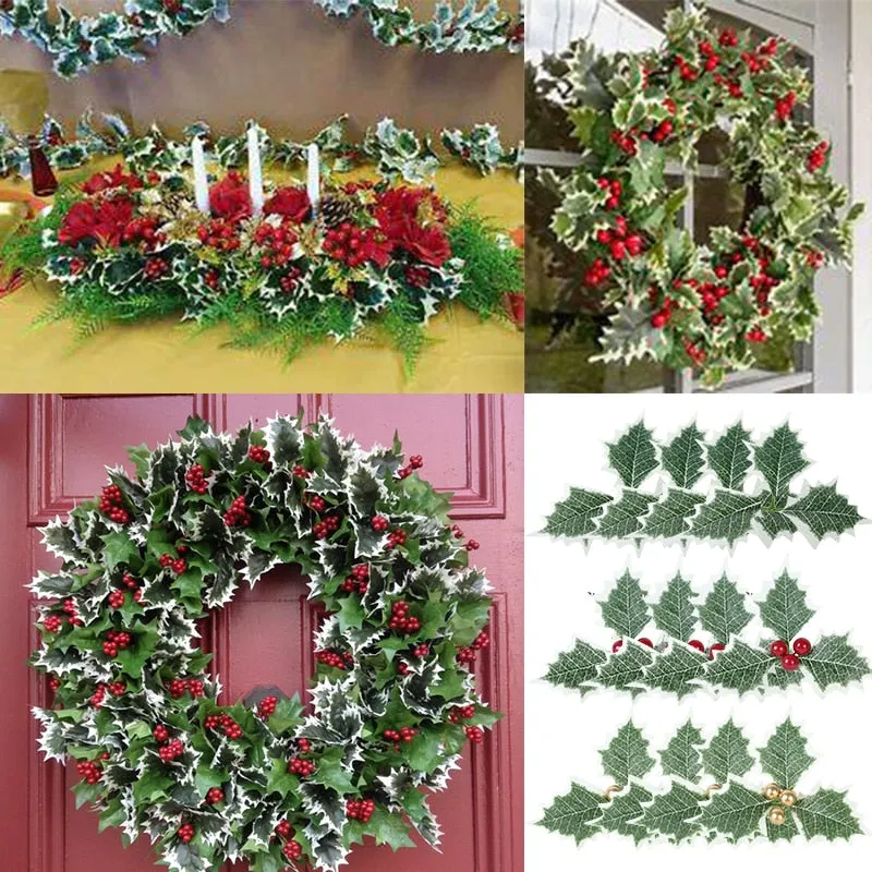 Artificial Holly Berries with Leaves