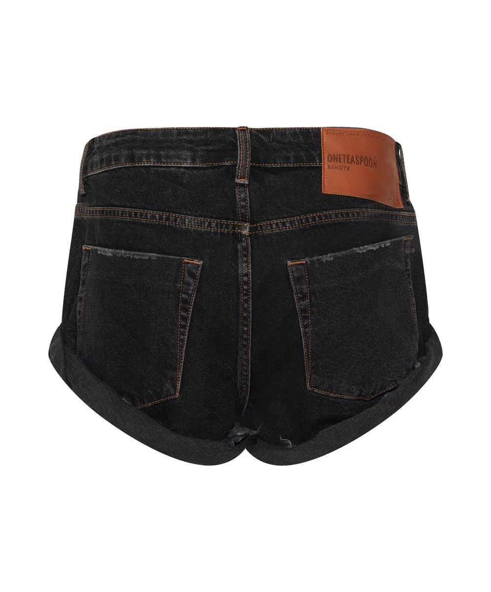 Bandits Low Waist Denim Shorts - Worn Black