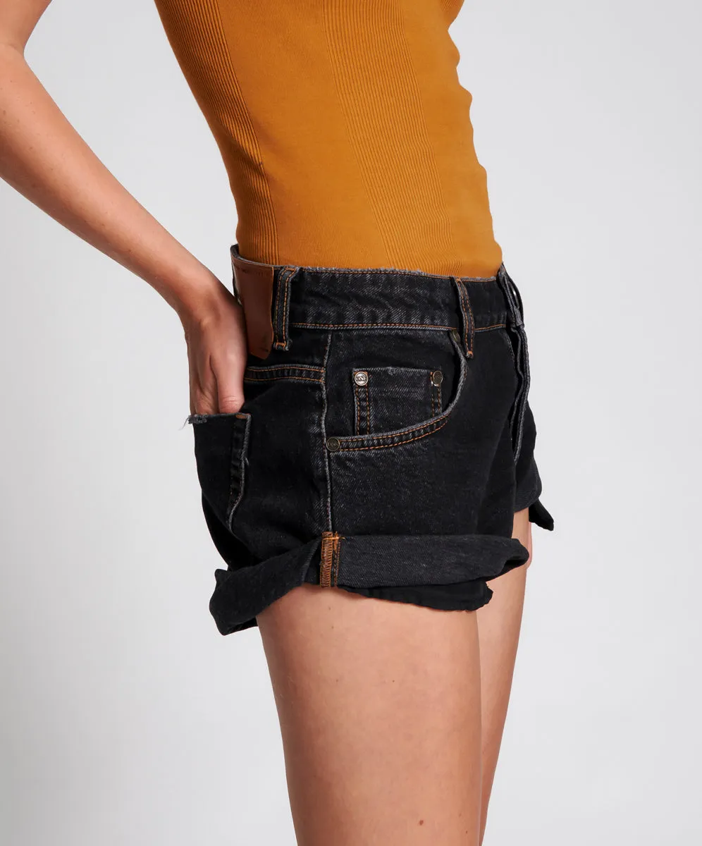 Bandits Low Waist Denim Shorts - Worn Black