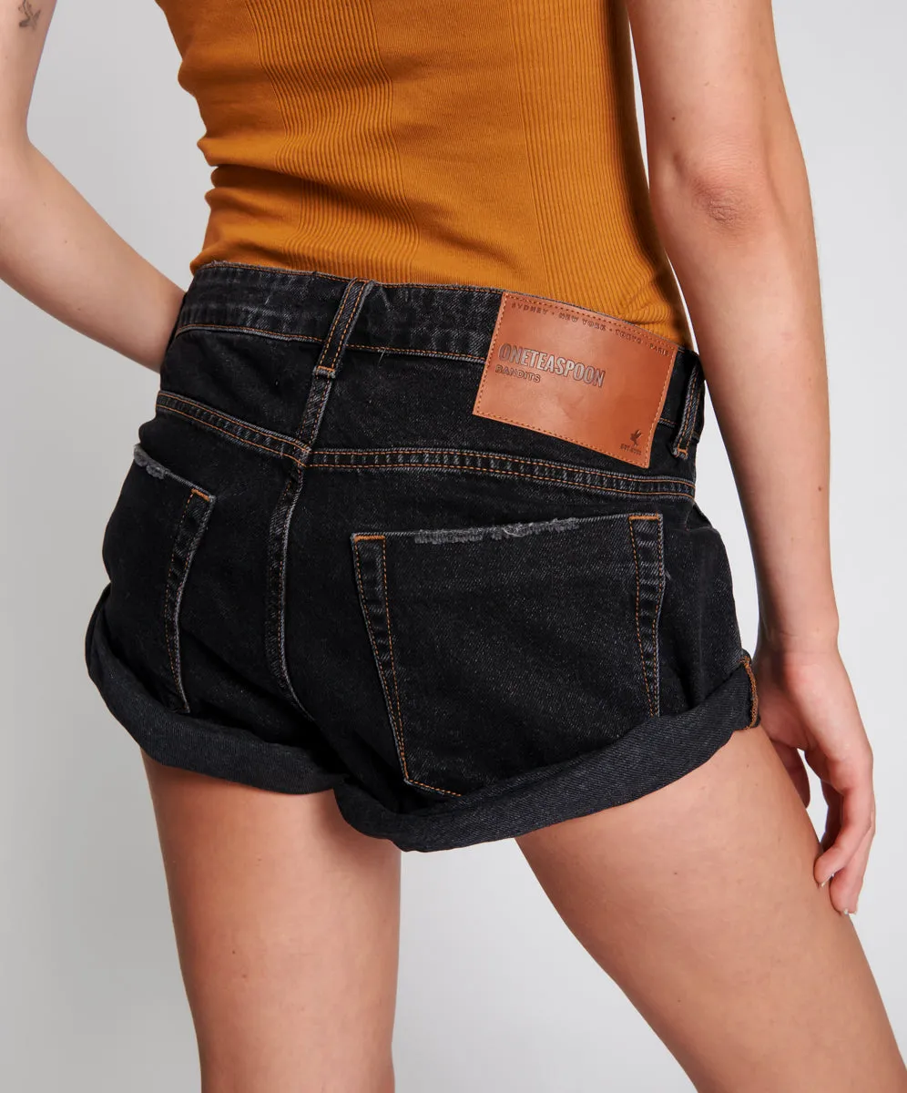 Bandits Low Waist Denim Shorts - Worn Black