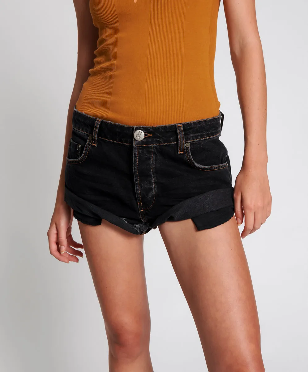 Bandits Low Waist Denim Shorts - Worn Black