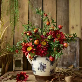 Beautiful Flower Arrangement for Home Decoration, Large Bunch of Pomegranate Branch, Table Centerpiece, Real Touch Artificial Floral for Dining Room