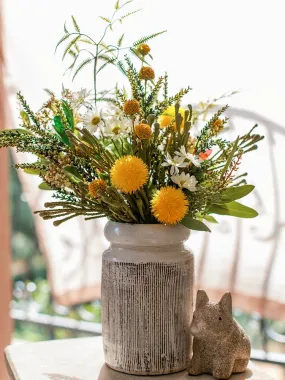 Beautiful Modern Artificial Flowers for Dining Room Table, Dandelion, Wheat Branch, Eucalyptus Globulus, Unique Flower Arrangement for Home Decoration