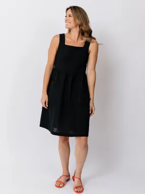 Billie Jumper Dress - Black Linen