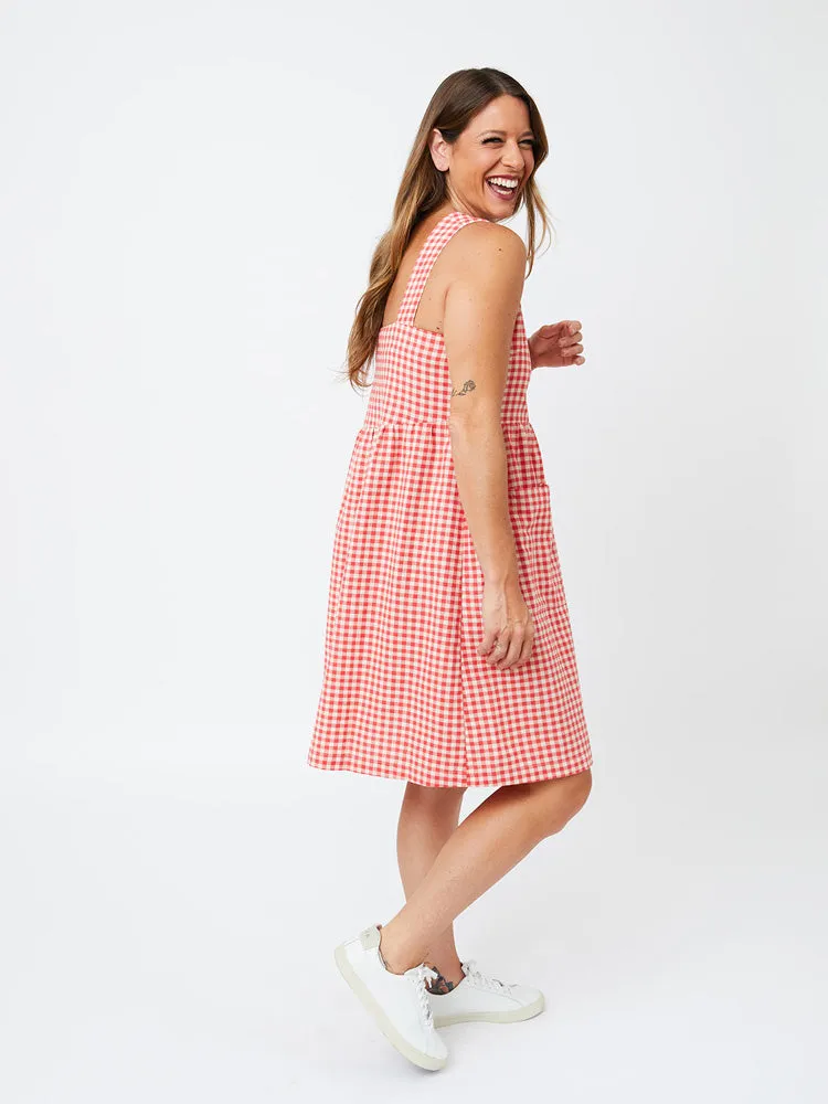 Billie Jumper Dress - Cherry Gingham