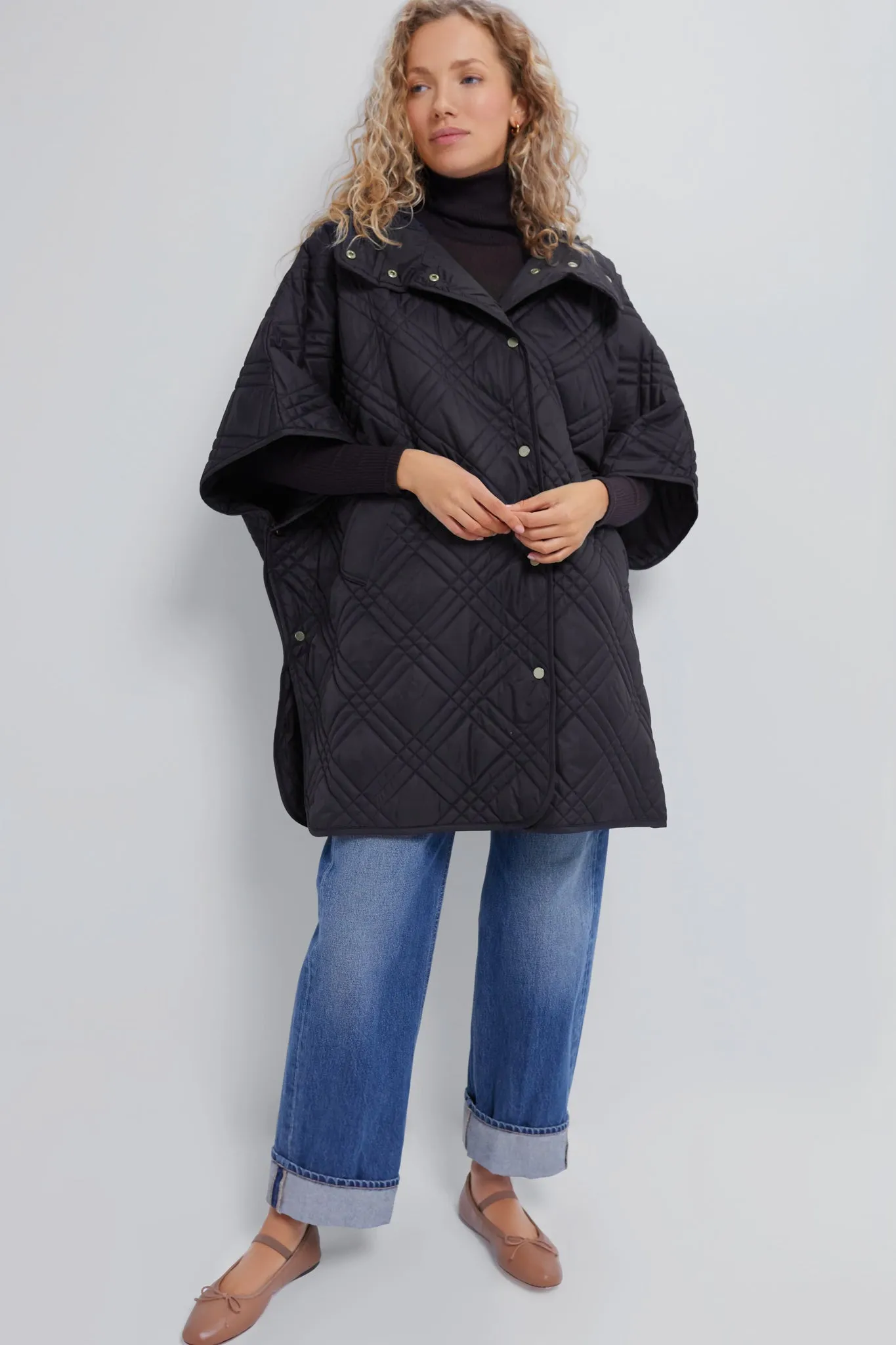 Black Astor Quilted Cape