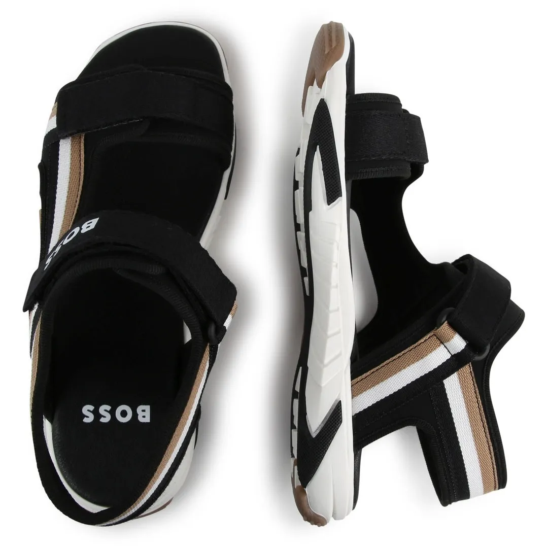 Black Logo Sandals