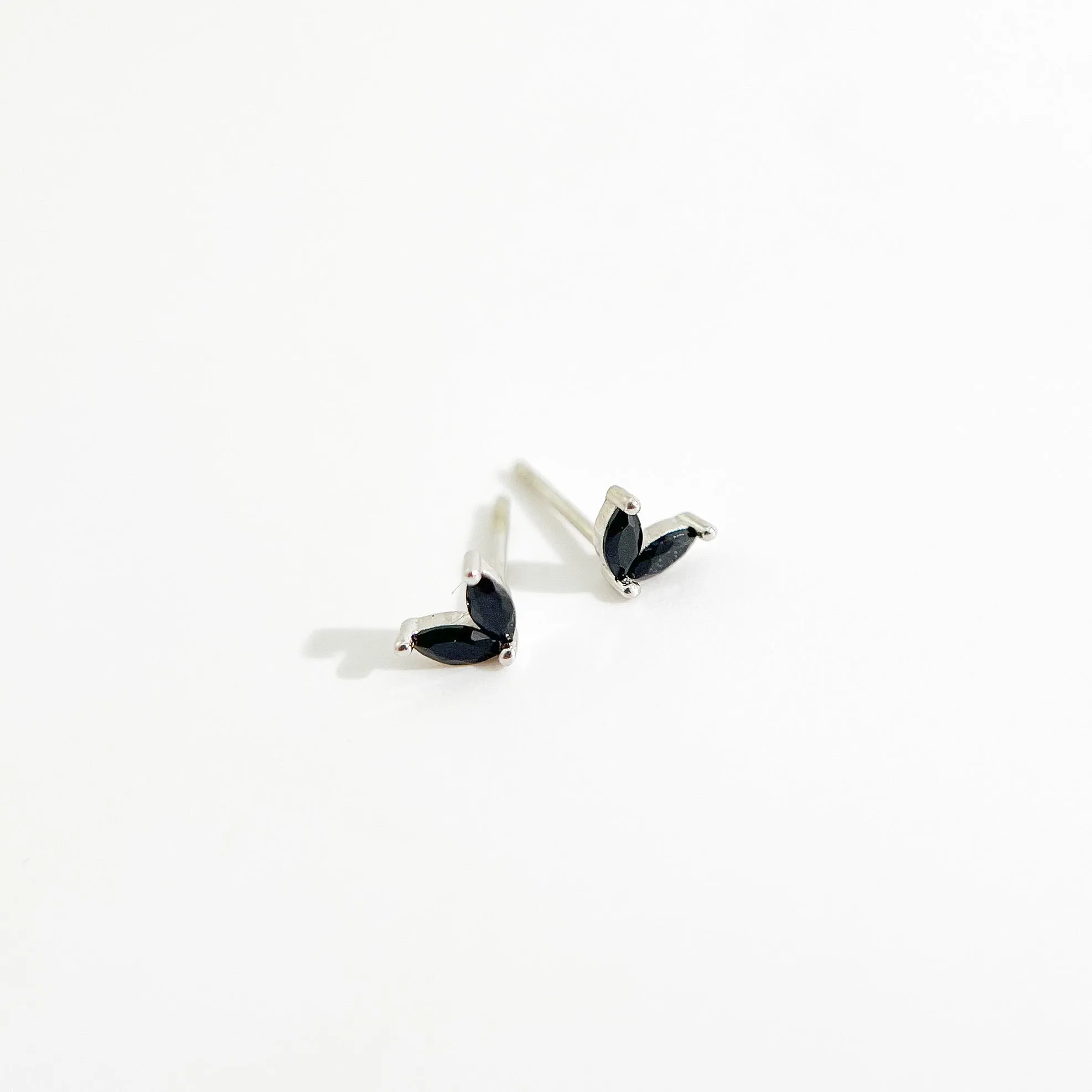 Black Sprout Sterling Studs in Silver