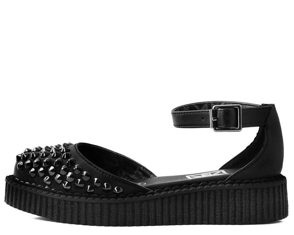 Black TUKskin™ Pointed Studded Sandal