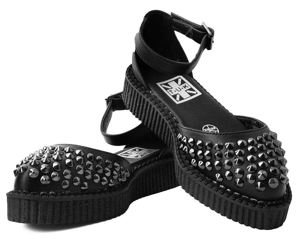 Black TUKskin™ Pointed Studded Sandal