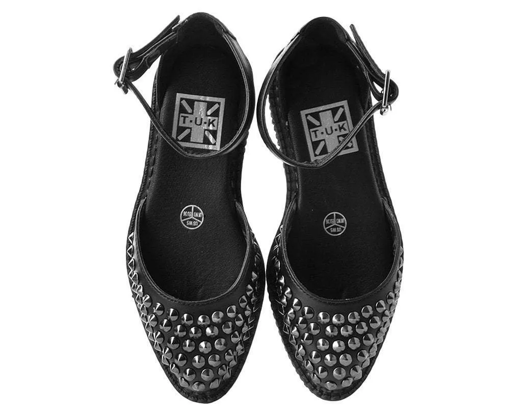 Black TUKskin™ Pointed Studded Sandal