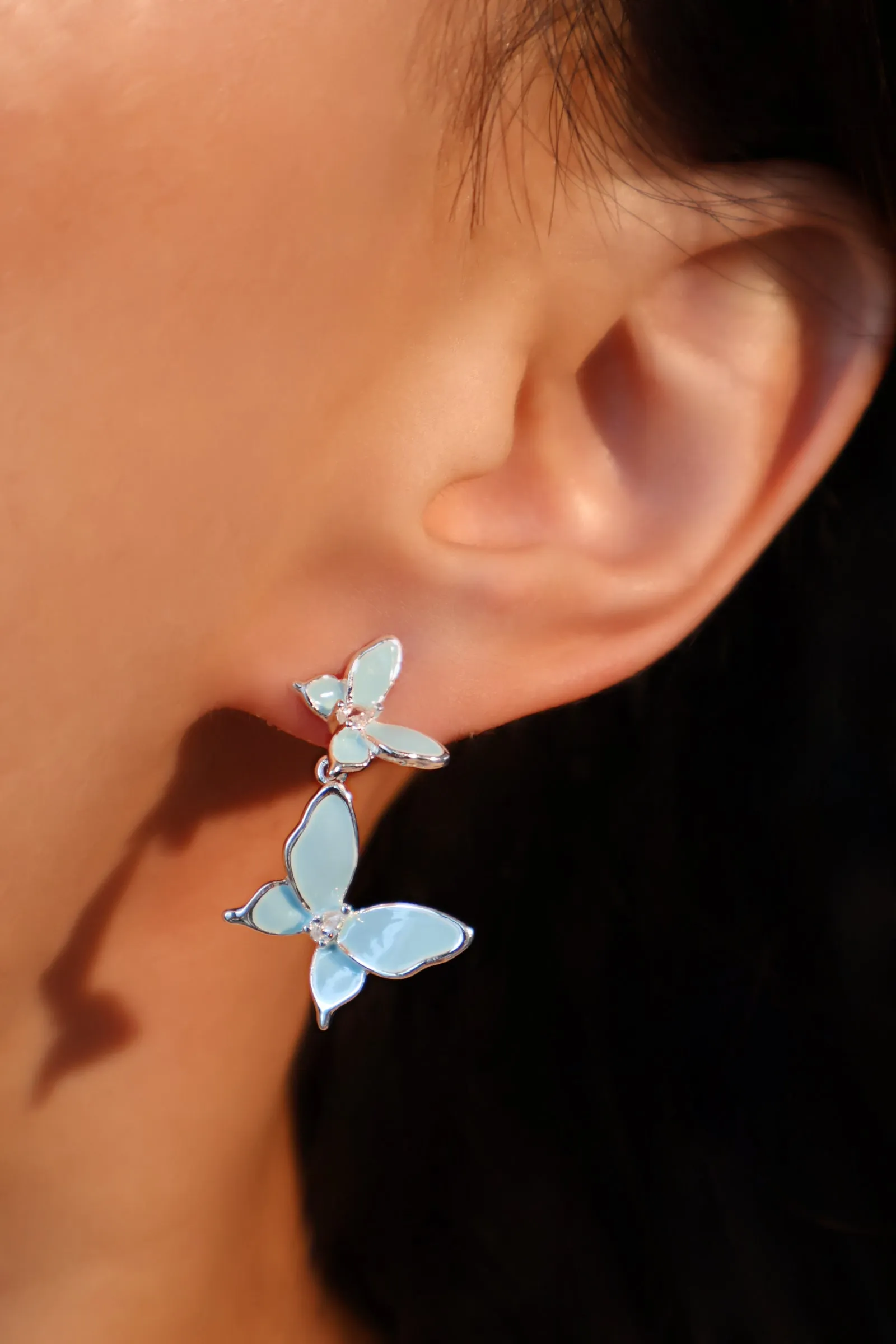 Blue Butterfly Fluttering Earrings