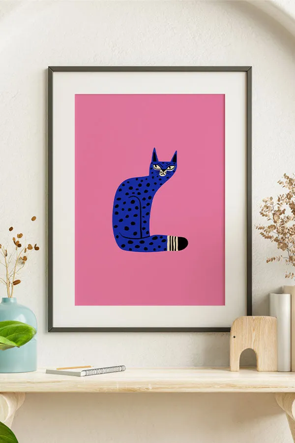 Bold Graphic Cat Giclée Art Print Poster (Pink)