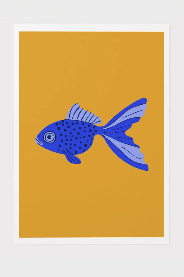 Bold Graphic Goldfish Giclée Art Print Poster (Yellow)