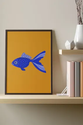 Bold Graphic Goldfish Giclée Art Print Poster (Yellow)