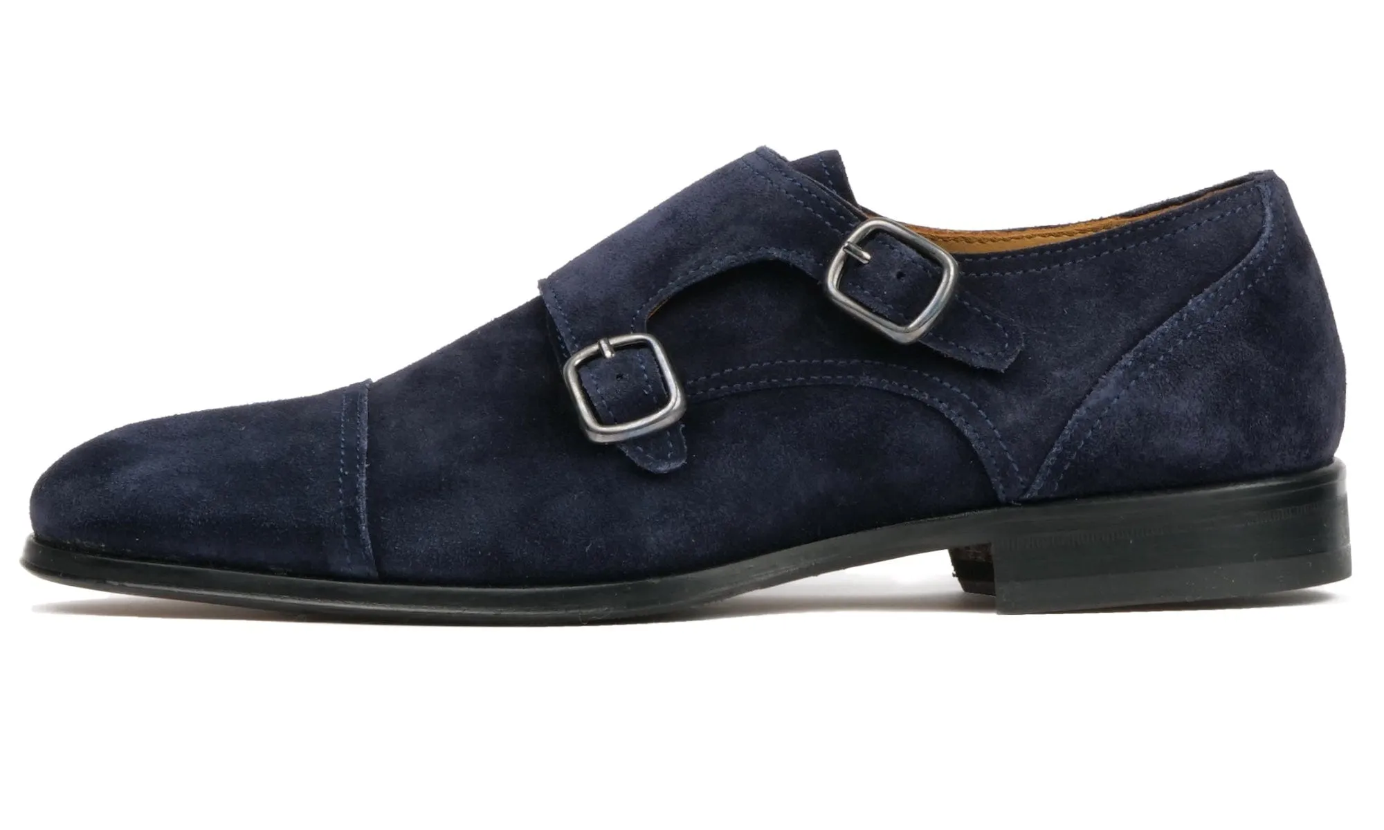 Bourne Monk Strap Navy Blue Suede