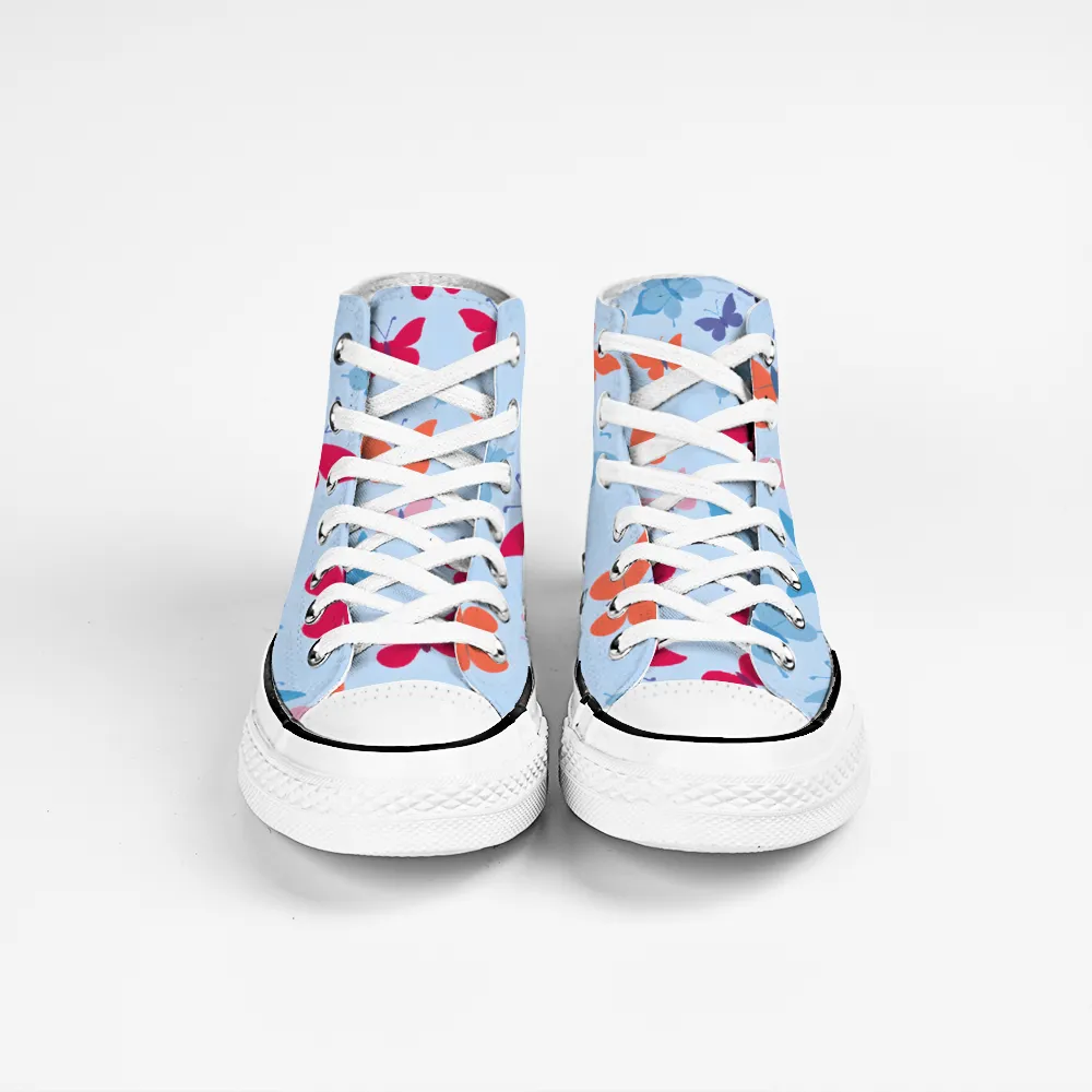 Butterfly Garden Collection - Classic Unisex High Top Canvas Sneakers