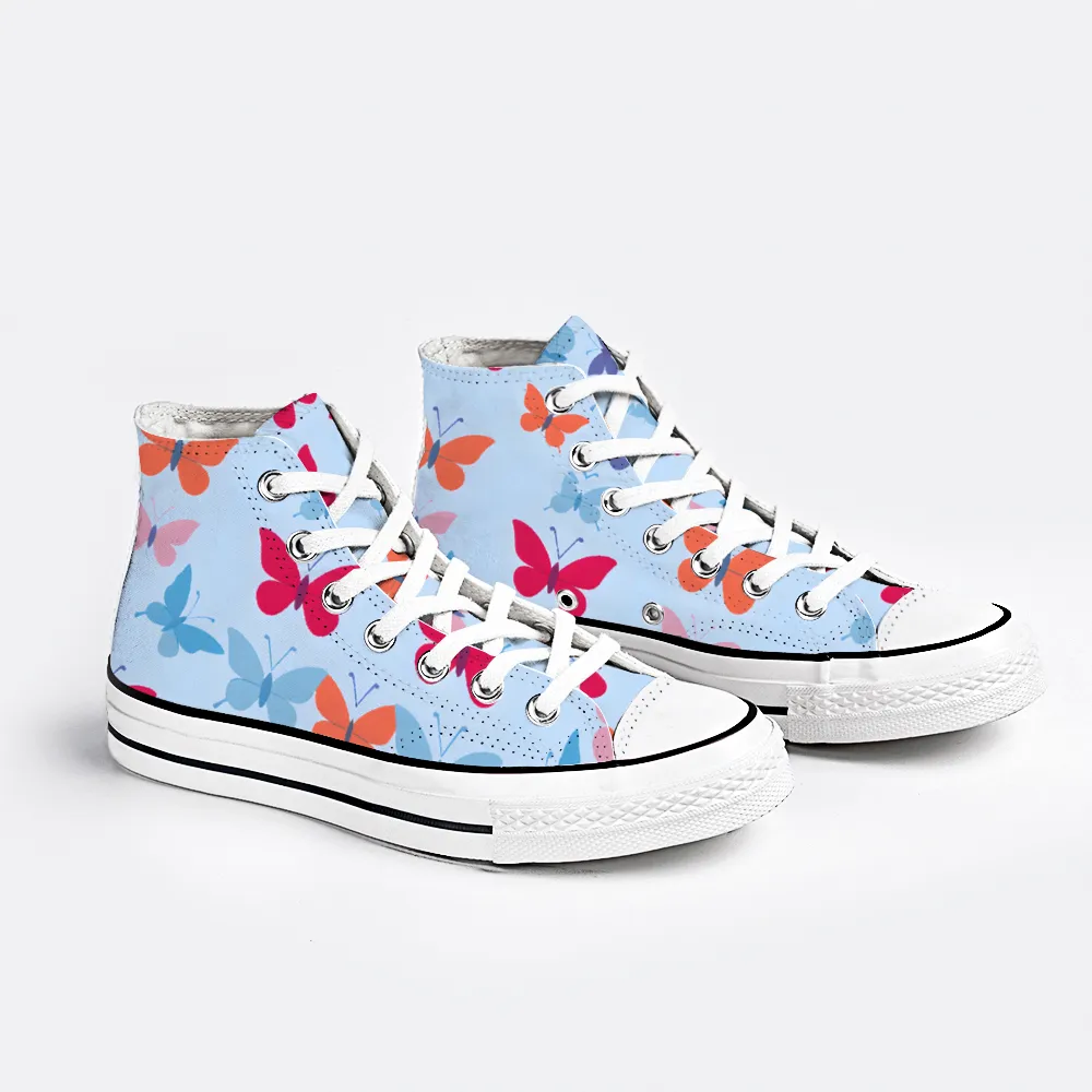 Butterfly Garden Collection - Classic Unisex High Top Canvas Sneakers