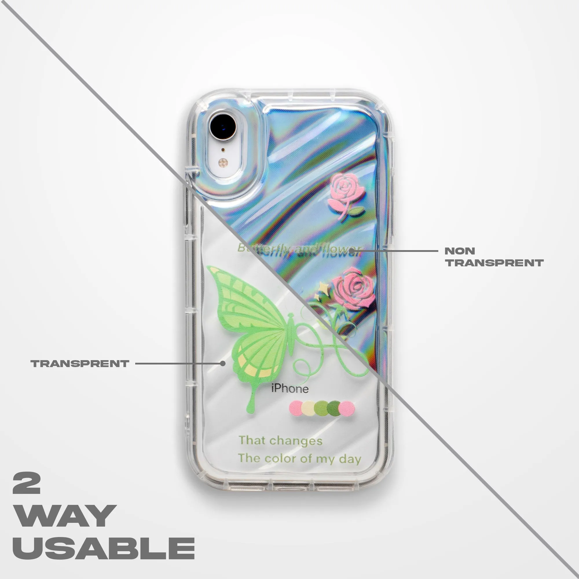 Butterfly Printed Transparent Back Cover for Apple iPhone 15 Pro