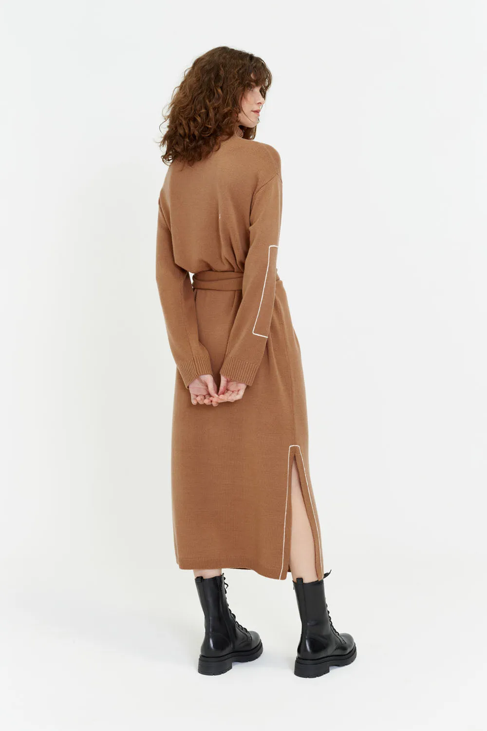 Camel Wool-Cashmere Amelia Rollneck Dress