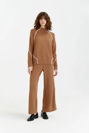 Camel Wool-Cashmere Bessy Button Trousers