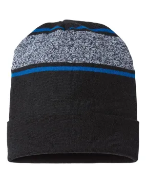 Cap America RKV12 - USA-Made Variegated Striped Cuffed Beanie