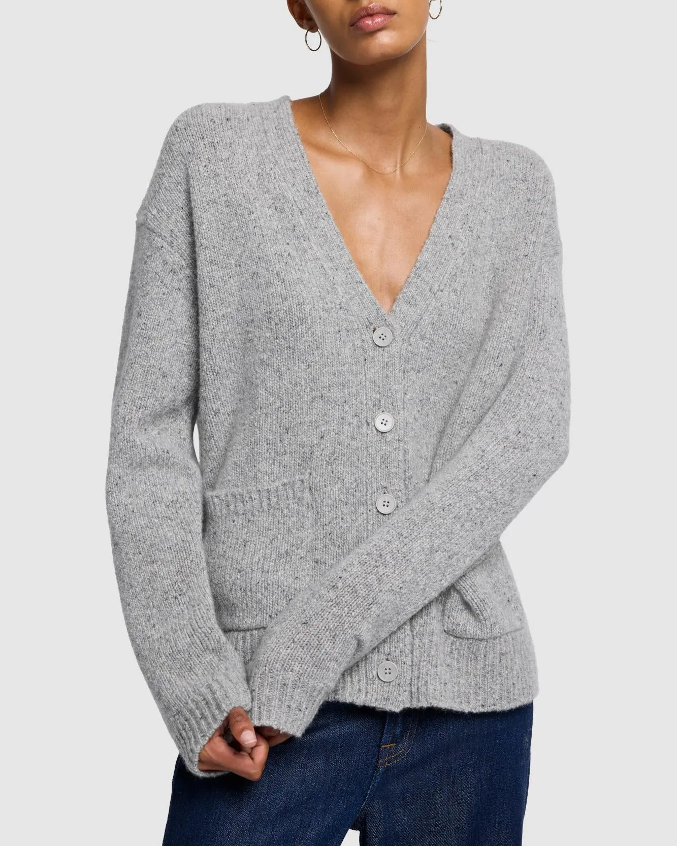 Cashmere Boyfriend Cardigan in Quiet Grey