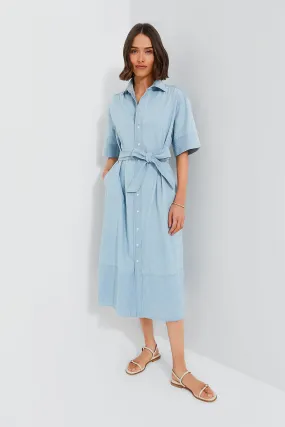 Chambray Cotton Matthew Shortsleeve Day Dress