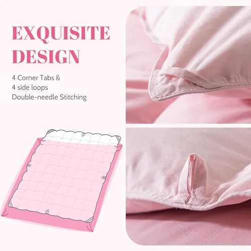 Cosybay Feather and Downfiber Comforter Queen Size, Fluffy Duvet Insert Queen, All Season Cotton Cover Luxury Hotel Bed Comforter with Corner Tabs(Pink, 90x90)