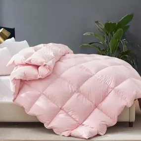 Cosybay Feather and Downfiber Comforter Queen Size, Fluffy Duvet Insert Queen, All Season Cotton Cover Luxury Hotel Bed Comforter with Corner Tabs(Pink, 90x90)